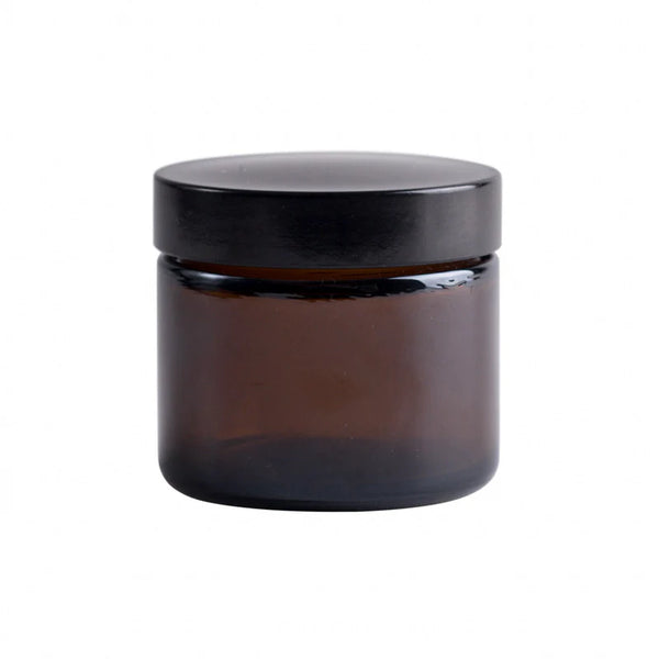Amber Glass Jars with Black Lid