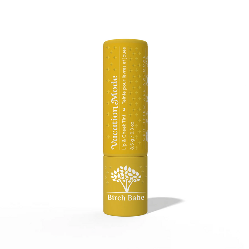 tube of birch babe vacation mode lip and cheek tint