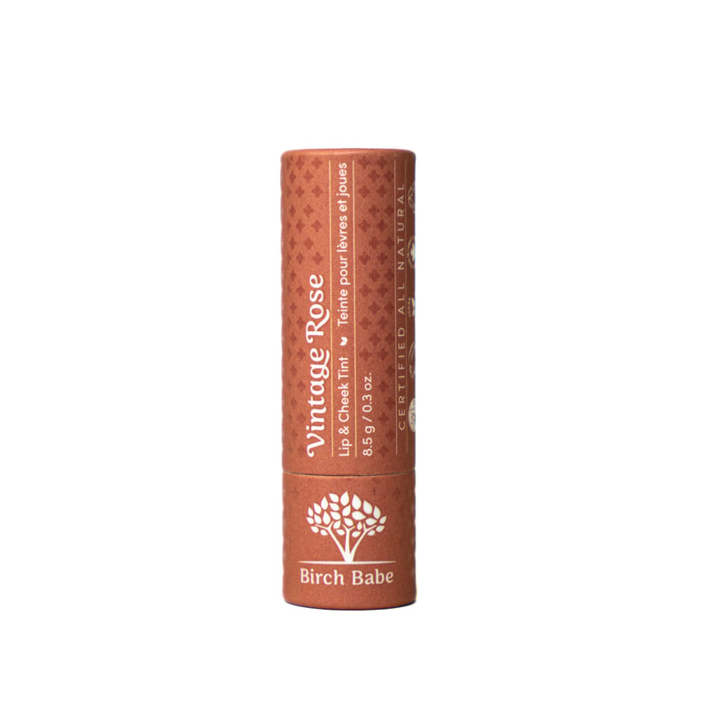 tube of birch babe vintage rose lip and cheek tint