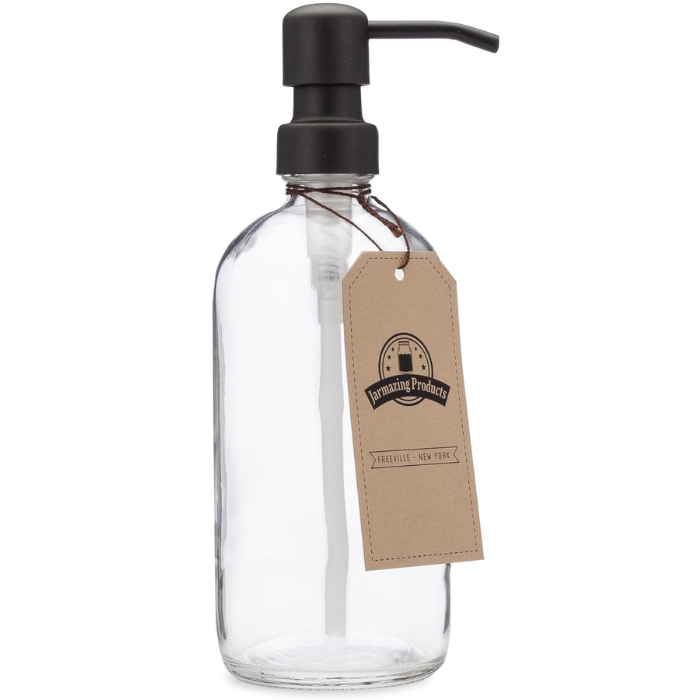 black soap and lotion pump