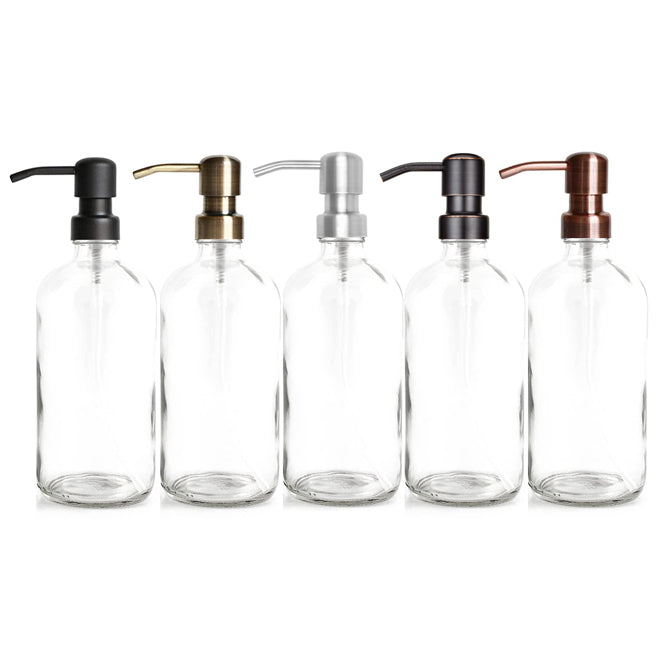 Glass Clear Bottles with Birdhead Pumps