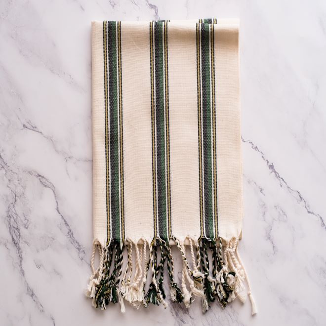 Mint+Grey Hand Towel - River