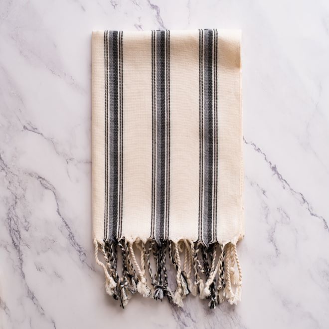 Mint+Grey Hand Towel - River