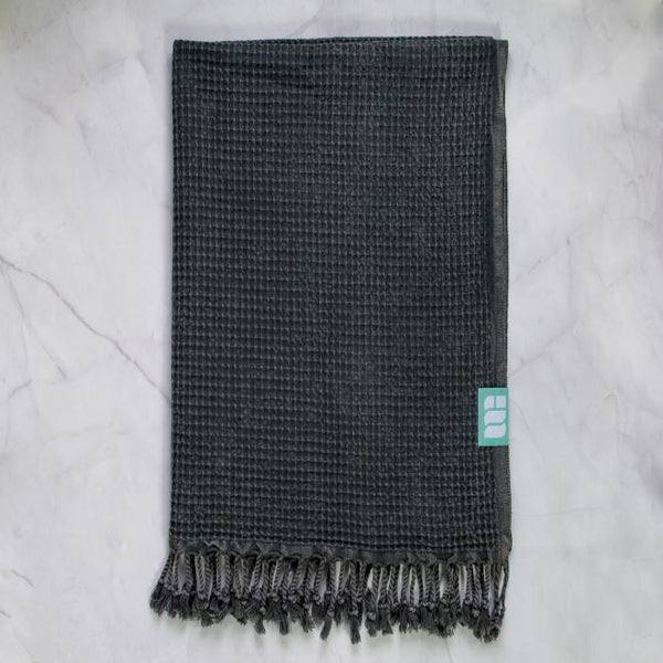 Mint+Grey Bath Towel - Waffle