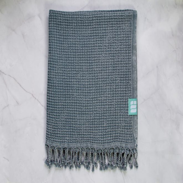 Mint+Grey Bath Towel - Waffle