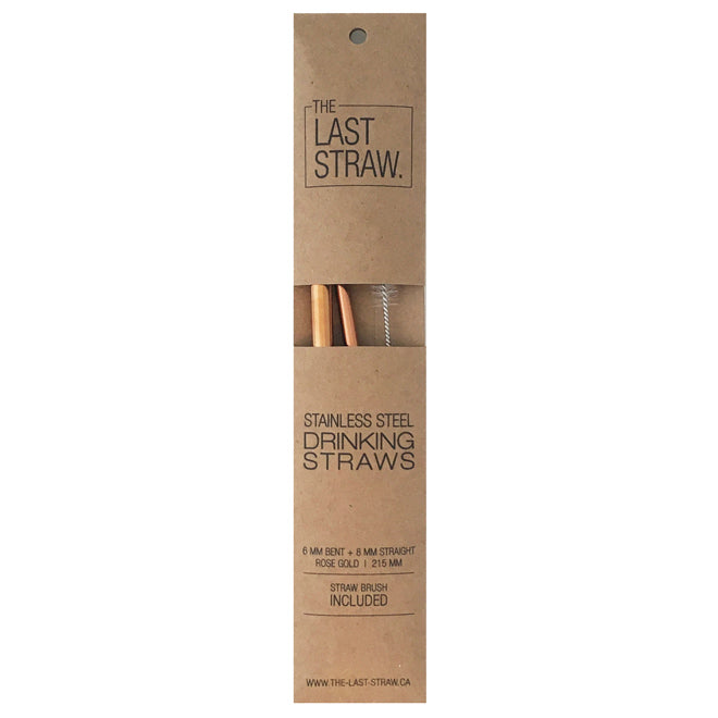 The Last Straw - Rose Gold Straw Duo with Brush