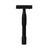 Image of a black safety razor on a white background.
